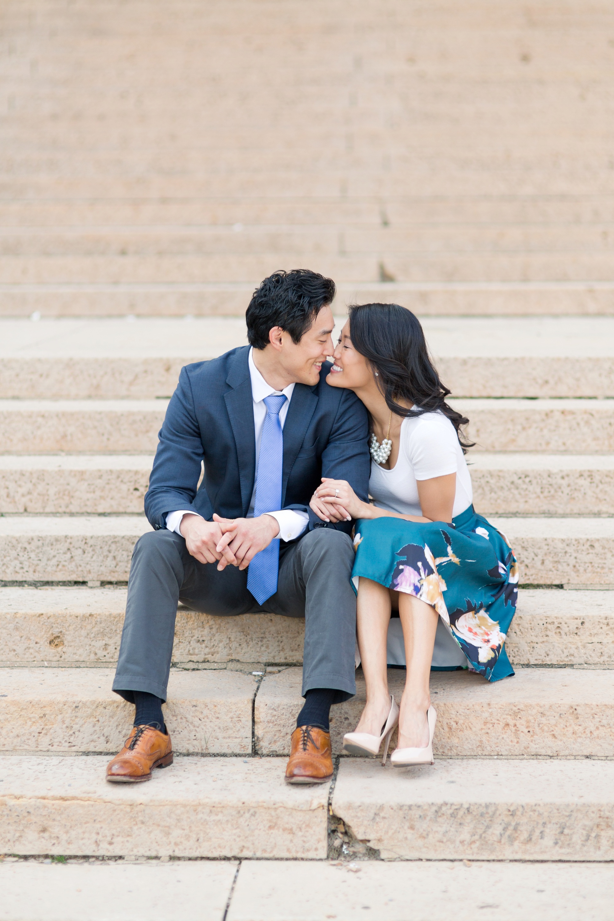 Philly Engagement on the Art Museum Steps