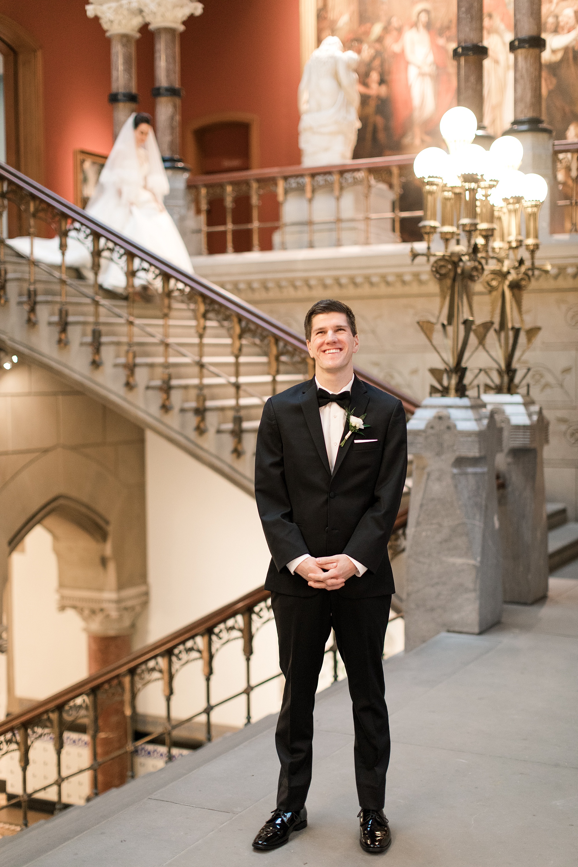 PAFA Wedding First Look on Staircase